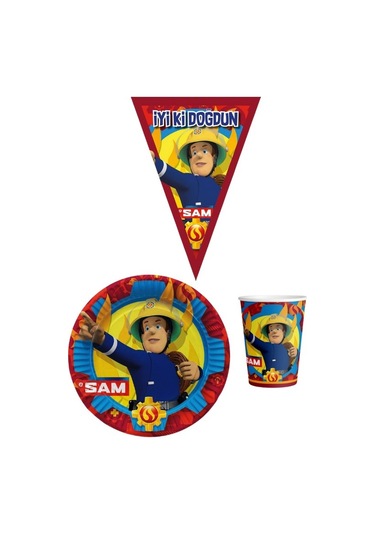 İtfaiyeci Sam 8 Kişilik Erkek Doğum Günü Mini Set Erkek Çocuk Parti Seti