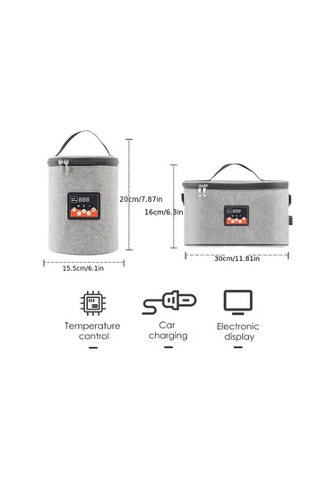 Xuweiwei Taşınabilir Araba Bebek Biberon Isıtıcı Circular Akıllı Termostat Ekranlı Büyük Kapasiteli Yenidoğan Beslenme Çantası