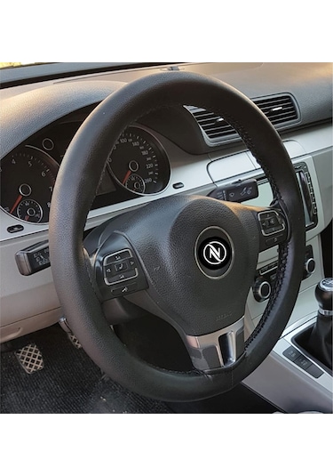 Oto Deri Direksiyon Kılıfı Kokusuz Siyah Dikişli