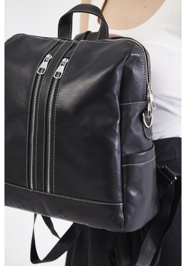 Derinss Dkb372 Hakiki Deri Siyah Kadın Sırt Ve Omuz Çantası 001