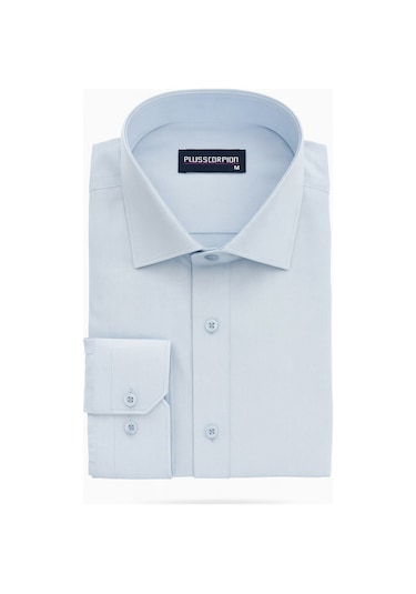 Erkek Beyaz/mavi Slim Fit Gömlek Plus Scorpion, Ofis & Günlük Şık Kombin, Ütü Gerektirmeyen Mavi