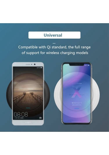 Q18 Yuvarlak Şekil Kablosuz Şarj Cihazı 15w Hızlı Şarj Masaüstü Şarj Pedi - Siyah Siyah