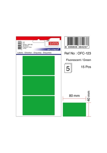Tanex Etiket Ofc-123 Yeşil 10 Lu 40x80 - 2 Adet