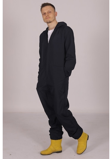 İşçi Tulumu  Yağmurluk Çiftçi Bahçıvan Kuaför Laboratuvar Sıvı Geçirmez Terletmez Kumaş Lacivert