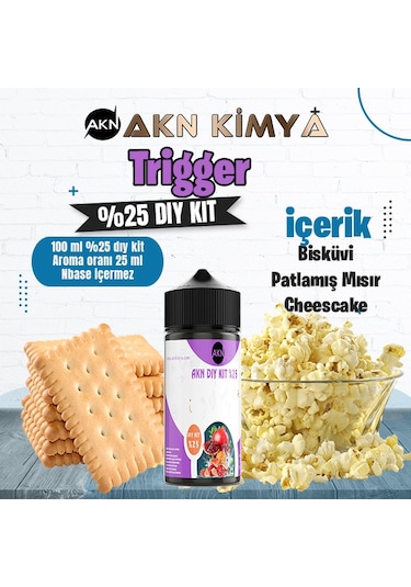 Trigger Yoğun Dıy Kit Bisküvi Patlamış Mısır Gıda Aroması %25 Oranda Aroma İçerir Hazır Değildir 100 Ml