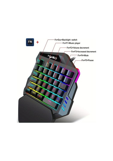 Techbloom Hxsj Gaming Tek Elle Klavye Ve Fare Seti 35 Tuş Çift Renkli Keycaps Renkli Arka Işık Usb Plug And Play Black Diğer