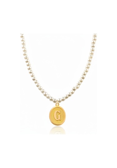 14 Ayar 0.45 Gram G Harfli İncili Kolye Unisex