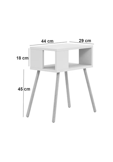 İntergo Ahşap Ayaklı Dekoratif Raflı Komodin Beyaz
