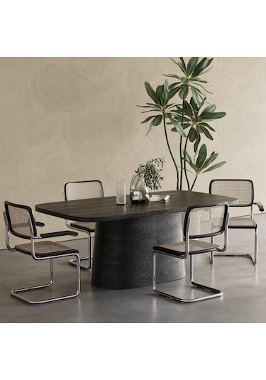 Barocco İtalyan Still Oval Ahşap Yemek Masası 100x190 Siyah