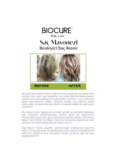 Biocure Premium Keratin & Collagen & 10 Bitki Özlü Besleyici Saç Bakım Maskesi 250 ML