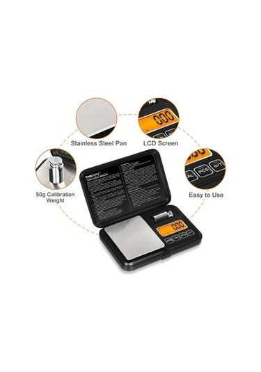 Fastbuy Wangxi Siyah Mutfak Tartısı 200g - 0,01g Hassasiyetli Kalibrasyon Siyah