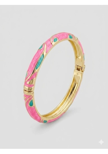 Sweet Pink Mine İşlemeli Kelepçe Bileklik - Kbl0455 Çok Renkli