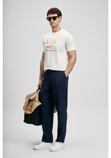 Lufian Sunny Modern Grafik T- Shirt Kırık Beyaz Kırık Beyaz 111020291100510