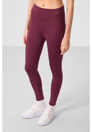 Tommylife Bordo Esnek Standart Fit Performans Kadın Tayt - 94667 Bordo