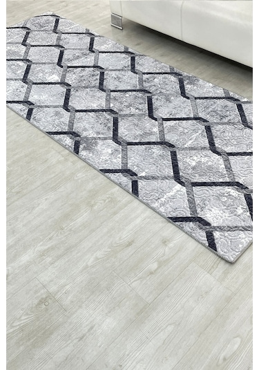 Lüle Halı Kaymaz Taban Yıkanabilir Yolluk Halı Lhsmrt602siy