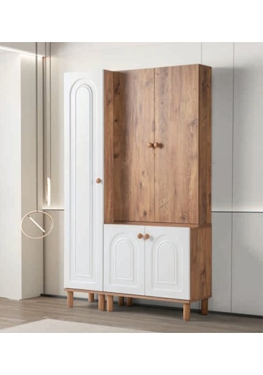 Bera Beyaz - Atlantik Çam 3 Kapılı Zambak Portmanto Atlantik - Çam