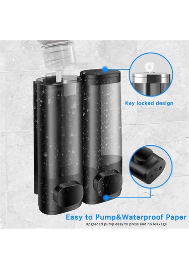 Anjiexun Şampuan Ve Saç Kremi Dağıtıcısı, Banyo Duş Dağıtıcısı 2 Siyah