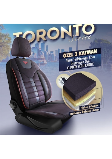 Panda Toronto Serisi Süet Kumaş Oto Koltuk Kılıfı - Tam Set