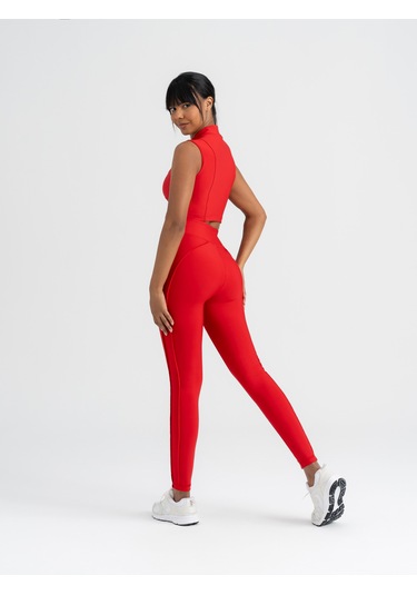 Dikişle Modellenmiş Spor Tayt Kırmızı