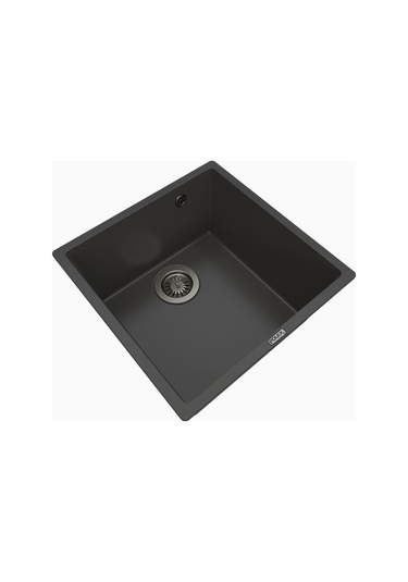 Polex Cristalüx Granit Evye P-X40 Antrasit Tezgah Altı Ve Tezgah Üstü Kare Mutfak Evyesi 53.8x44 CM