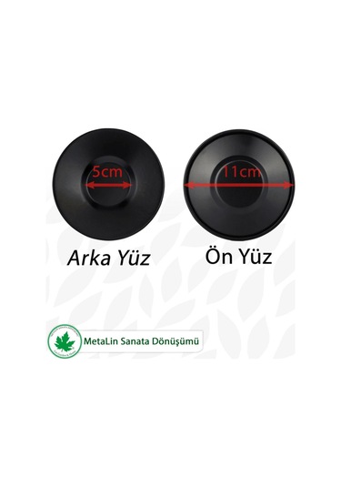 12'li Metal Çay Tabağı - Siyah Siyah