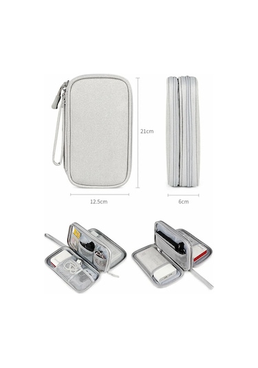 Fosenze Siyah Dijital Aksesuar Depolama Çantası - 21x12.5x6 Cm, Su Geçirmez, 2 Bölmeli, Taşınabilir Elektronik Organizer