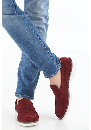 M.Karaca Hakiki Süet Deri Ortopedik  Klasik Erkek Ayakkabı Bordo