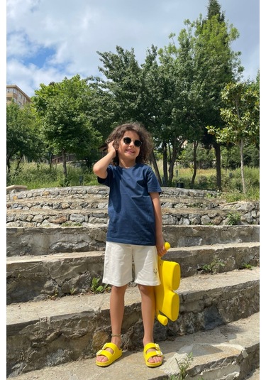 Çocuk Bisiklet Yaka Basic Düz T-shirt %100 Pamuk 001