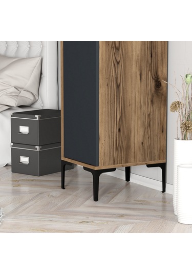 Variant Kumsal 1 Kapılı S Gardrop - Ceviz / Antrasit
