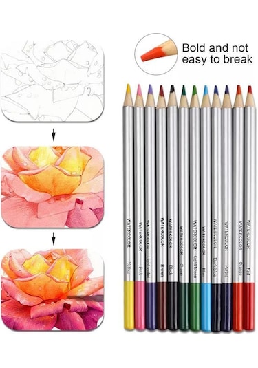 Mufunye 51 Parçalık Sanat Seti - 12 Kurşun, 12 Metalik, 12 Suluboya Kalemi, Fırça Ve Aksesuarlar İçeren Taşıma Çantası Diğer