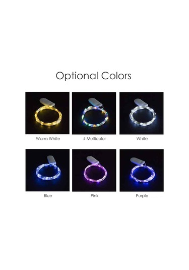 Springsun Pil İle Çalışan 10 Led'li 1 Metre Bakır Tel Işık Şeridi - İç/dış Mekan Dekorasyonu Mor