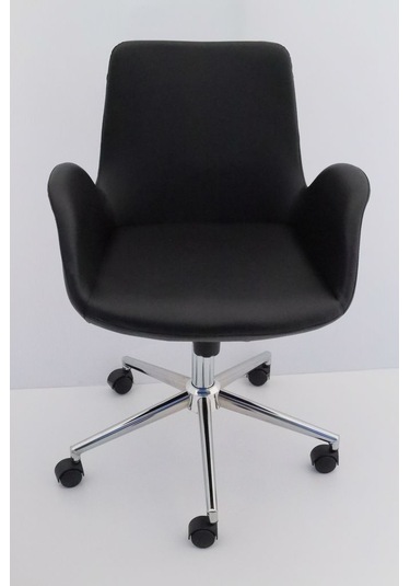 Hava Siyah Deri Ofis Sekreter Çalışma Sandalyesi