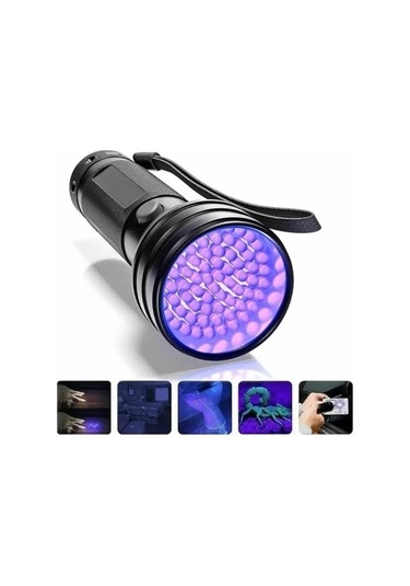 Sones 51 Led 395nm Uv Led El Feneri, Evcil Hayvan İdrarını Algılama Desteği Siyah