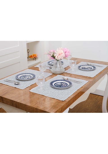 Finezza İris Jakar Polyester Kumaş Bej Amerikan Servis 33x46 cm Gri 4 Ad.-1389 Bej