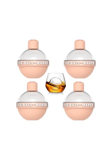 Xiyyadms 4'lü Silikon Buz Topu Kalıbı - Kokteyl Ve Viski İçin Pratik Buz Küreleri Turuncu