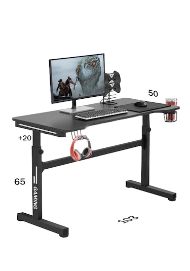 Brody Oyuncu Masası - Antrasit 103x50x80 Yükseklik Ayarlı Antrasit