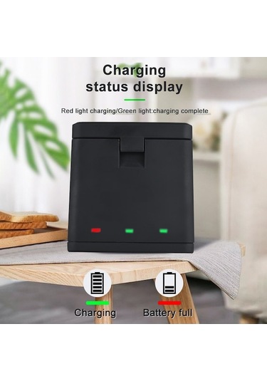 Trendooze Geeksen 3 Adet 1800mah Pil + 3 Yuvalı Pil Şarj Cihazı Usb Portu İle Gopro Hero 12/11/10/ Kamera Şarj Cihazı Vj