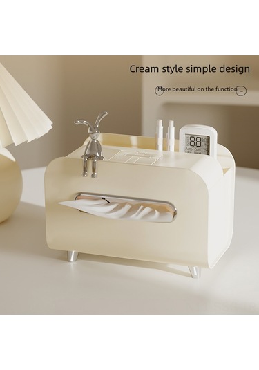 Springsun Mutfak Ve Oturma Odası Kullanıma Uygun Çok Fonksiyonlu Tissue + Kumanda Tutucu Sakura Pembe Light Luxury Stil Masaüstü Organizer Kutusu