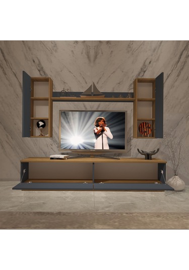 Decoraktiv Eko 5db Mdf Std Tv Ünitesi Tv Sehpası Pera - Antrasit