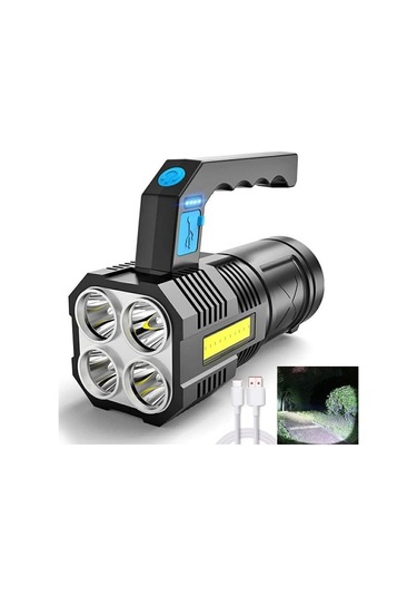 4 Başlıklı Çok Fonksiyonlu Şarjlı El Feneri Hs29 Gri Yeşil