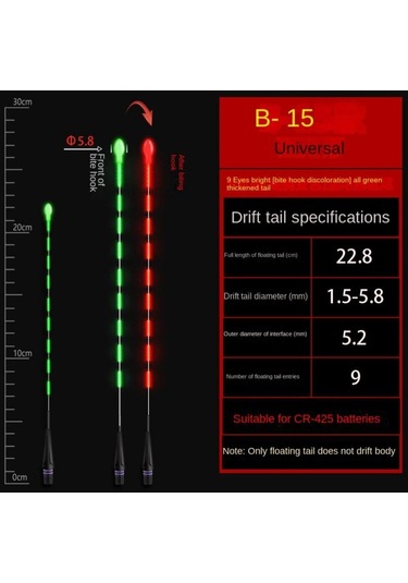 1 Adet Süper Parlak Led Balıkçılık Akıllı Şamandıra Üst Aydınlık Gece Balıkçılık Şamandıra Üst Cr425 Pil B15-bite Hook Color Change
