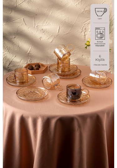 Emsan Çifte Kavrulmuş 100 Ml 6'lı Kahve Fincan Takımı Kahverengi