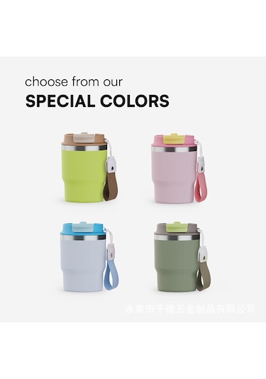 Mini 304 Paslanmaz Çelik Araba Kahve Fincanı Çift İçki Kapağı Sızdırmaz Vakum Kahve Termos Fincanı 0.5 L Pembe