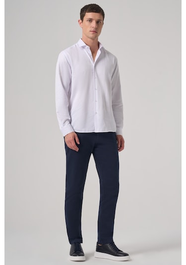 Morven Erkek Beyaz Trend Slim Fit İtalyan Yaka Gömlek 25mc004068600 Beyaz Beyaz