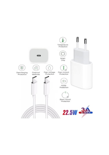 Samsung Galaxy M06 5g Uyumlu Type-c Ultra Hızlı Şarj Seti 22.5w 3.0 Amper Şarj Adaptörü Ve Kablo