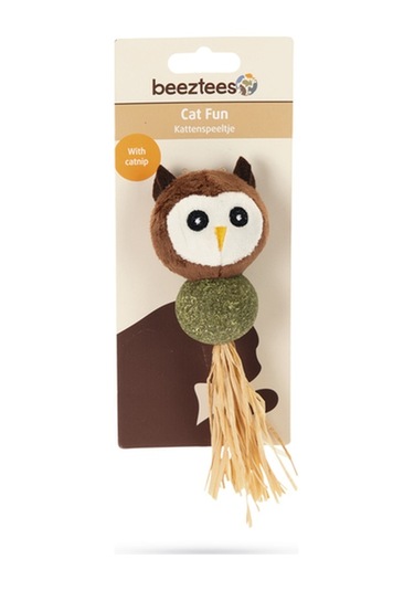 Beeztees Kedi Oyuncağı, Peluş Baykuş Ve Kediotu Topu, 16cm
