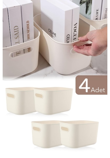 Meleni Home 4'lü Organizer Kutu Seti - 4 Lt Çok Amaçlı Düzenleyici - Dekoratif Saklama Kutusu