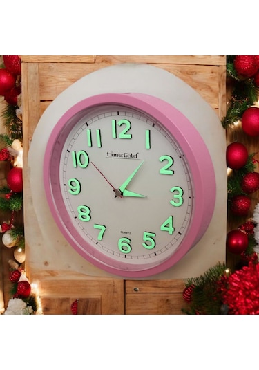 Fosforlu 3d Kabartma Rakam Kız Çocuk Odası Mini Duvar Saati 22 Cm Pembe