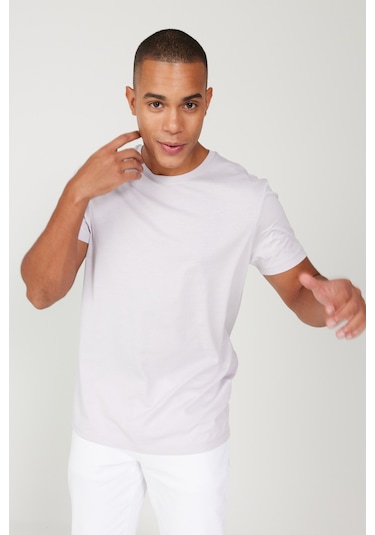 Erkek Lıla Slim Fit Dar Kesim %100 Pamuk Bisiklet Yaka Kısa Kollu Tişört Lila Erkek Lıla Slim Fit Dar Kesim %100 Pamuk Bisiklet Yaka Kısa Kollu Tişört Lila