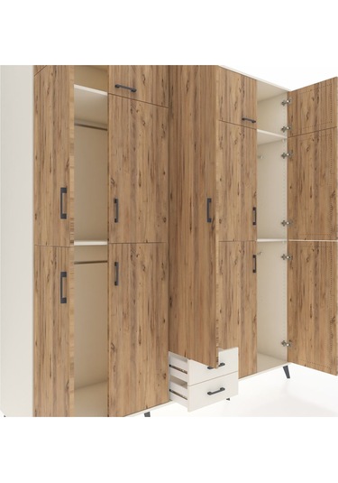 Kronos Dolap 10 Raflı 2 Çekmeceli 4 Askılı 220x59x243 Aytaşı-çam/aytaşı Atlas Çam/aytası